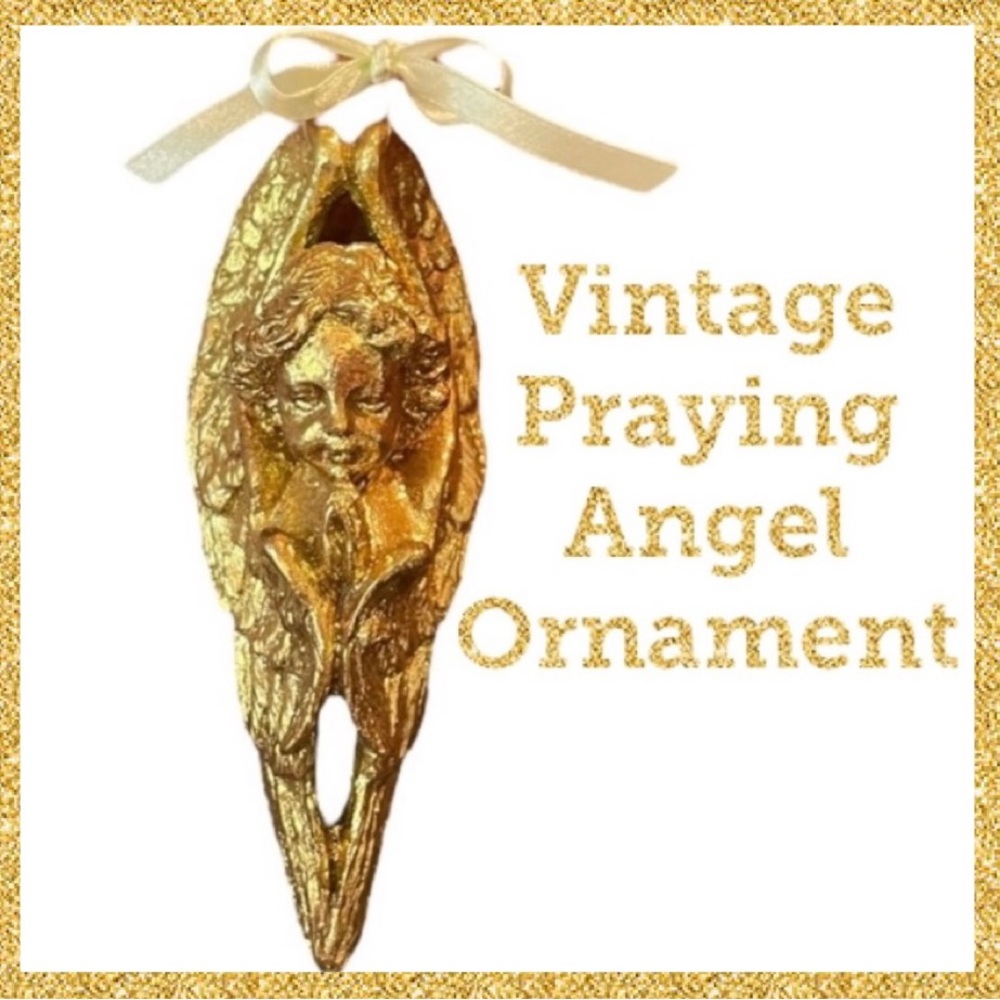 Cherub Face Praying Guardian Angel Wings Rare Vintage 90’s Victorian Ornament
